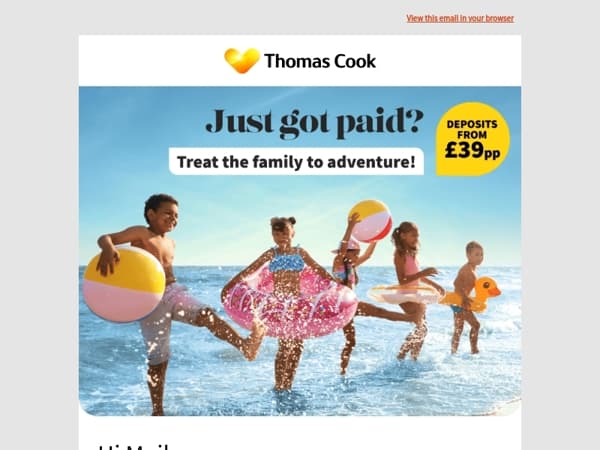 Payday pick-me-up: family holidays inside