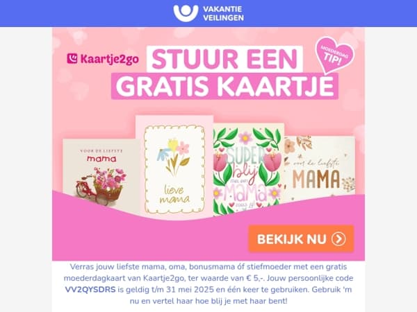 Stuur een gratis kaartje voor Moederdag💌