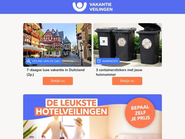 Vakanties, tuinproducten én meer topveilingen