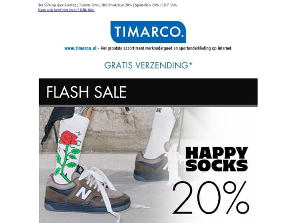 FLASH SALE! 20% op Happy Socks🧦 en Jockey