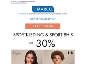 LAATSTE KANS! Sportkleding en sport-bh's tot 30% korting