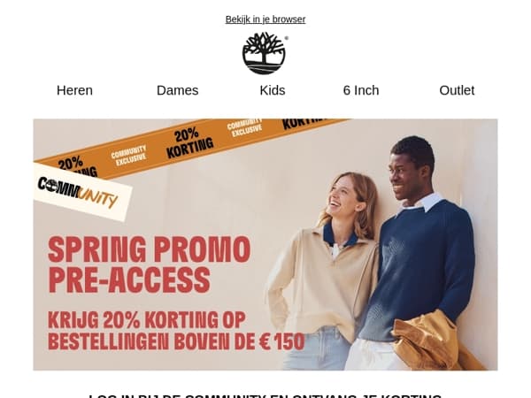 Besteed € 150 en krijg 20% korting