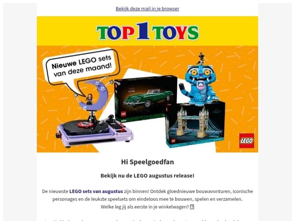🚀 De nieuwste LEGO sets van augustus zijn binnen! Wees er snel bij!