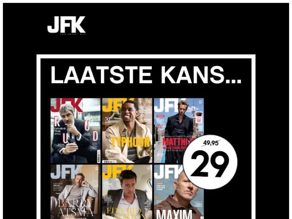 Profiteer snel: 1 jaar JFK voor 29 euro