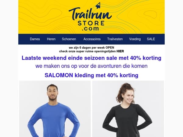 LAATSTE WEEKEND einde seizoen sale met 40% korting