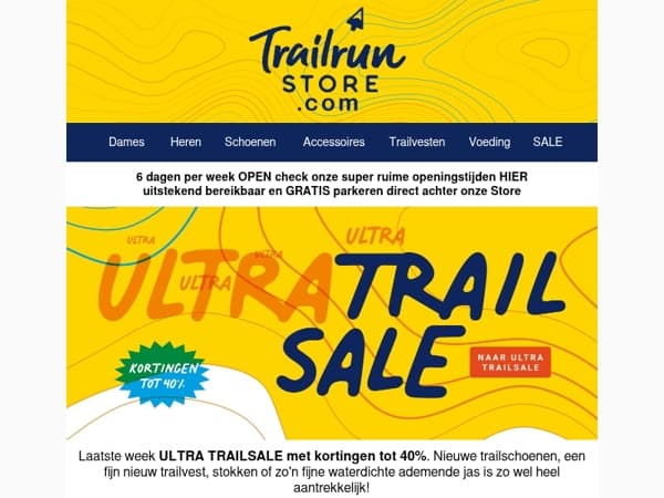 Laatste week ULTRA TRAILSALE met kortingen tot 40%