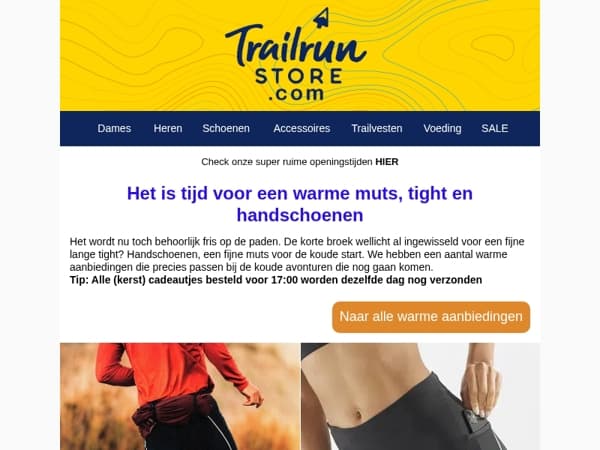 Tijd voor een lekker warme tight en handschoenen op de paden