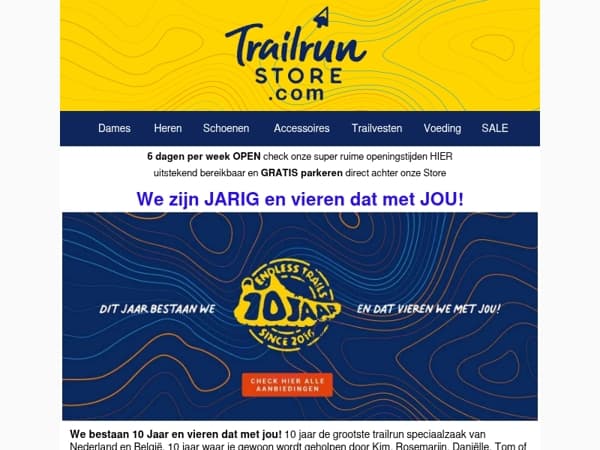 We zijn JARIG en vieren dat met jou! €20korting op HOKA & SALOMON