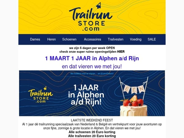 LAATSTE WEEKEND FEEST 1 JAAR IN ALPHEN met strakke kortingen