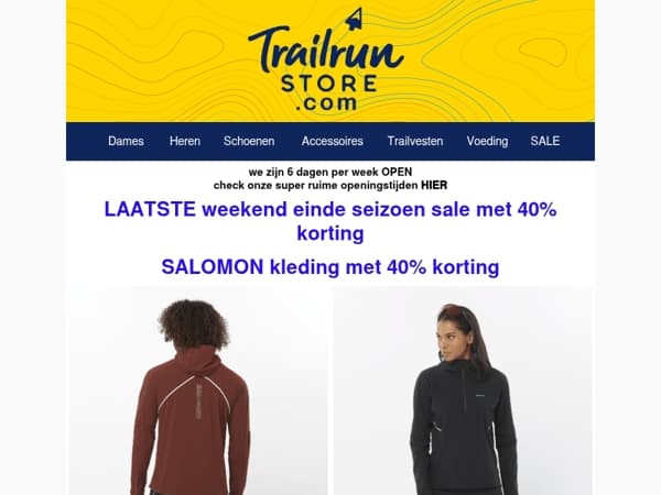 LAATSTE WEEKEND einde seizoen sale met 40% korting
