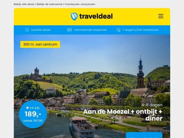4 dagen aan de Moezel + ontbijt & diner v.a. 189 | Wijntour door Italië incl. diners & proeverijen v.a. 599