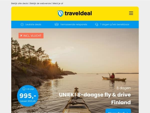UNIEKE DEALS: Nergens goedkoper! 😱 8-daagse fly & drive Finland: op weg naar de Poolcirkel v.a. 995 p.p.! 🤯