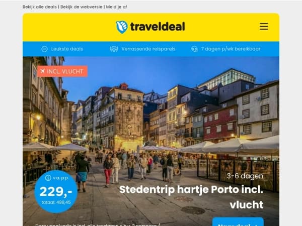 Stedentrip hartje Porto + vlucht v.a. 239 | Fietsvakantie Noord-Nederland + bagagetransport v.a. 255 p.p.!