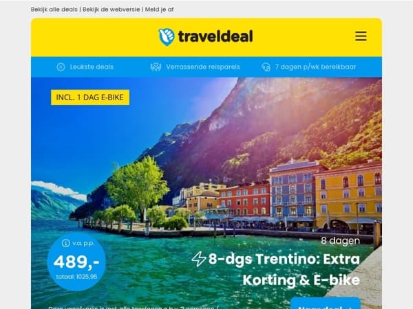 NIEUWE FLASHDEAL! ⚡ 8-daagse autorondreis Trentino incl. ontbijt, 3-gangendiner & EXTRA'S v.a. 489,- p.p. | Tirol + halfpension v.a. 249,- p.p.!