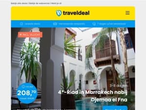 4*-Riad in Marrakech nabij Djemaa el Fna v.a. €162.53 per persoon | All-inclusive op Gran Canaria v.a. €779 per persoon & nog veel meer