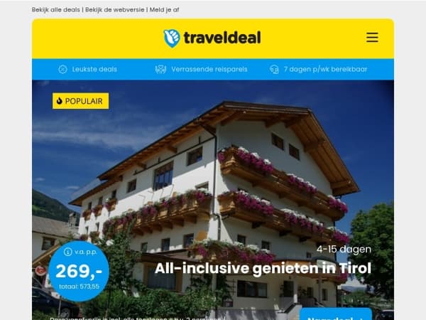 4 t/m 15 dgn all-inclusive Tirol v.a. 269 | LUXE 4*-Marriott Den Haag bij Scheveningen 57,50 p.p.!