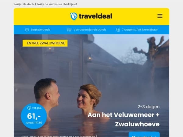 🧘‍♀️ Wellnessresort Zwaluwhoeve + hotel v.a. 61 | Stedentrip Gent + ontbijt & parkeren v.a. 37,50 p.p.!