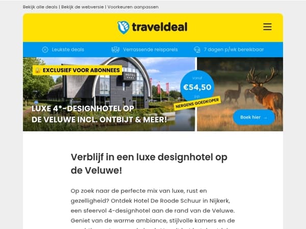 🌟 Jij krijgt voorrang: Luxe 4*-designhotel op de Veluwe incl. ontbijt & meer v.a. 54,50 p.p.!