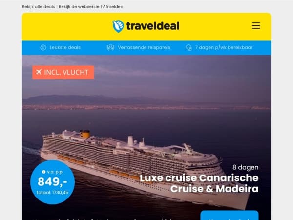 Luxe cruise Canarische Cruise & Madeira v.a. €849 per persoon en meer scherpe deals