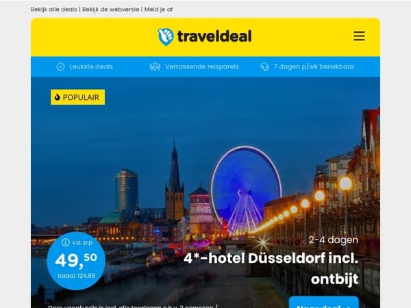 Luxe 4*-HILTON Düsseldorf + ontbijt v.a. 49,50 | Safaritent Ardennen v.a. 131,70 per tent!