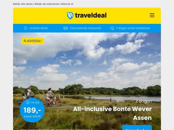 3 dagen all-inclusive 4*-hotel Drenthe v.a. 159 | Fly & Drive Andalusië v.a. 589 p.p.!