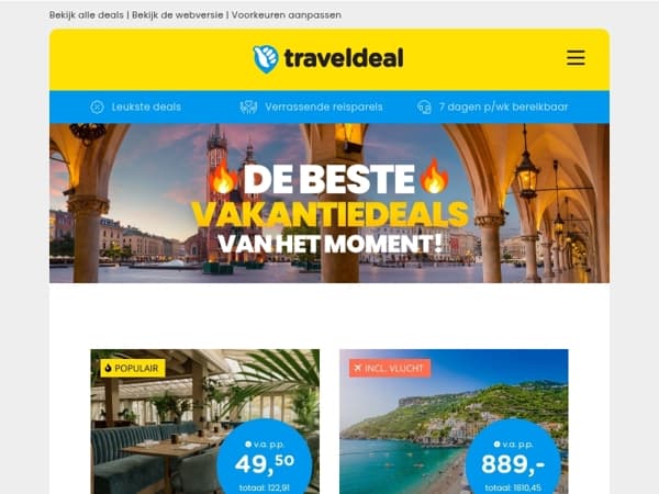 🔥 De BESTE deals van het moment 🔥 4*-hotel Zuid-Holland 49,50 | Cruise naar o.a. Cannes & Pisa v.a. 889 & MEER!