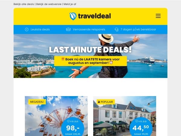 Last Minutes - aankomst aug/sept 📅 👉 Movie Park Germany, Ibiza, Rhodos, Friesland & MEER!