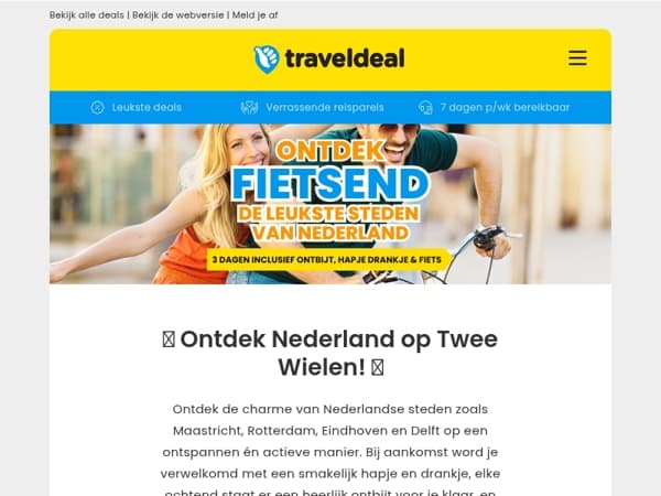 🚲 3 dagen fietsen én genieten! 🧡 Ontdek de leukste steden incl. fietshuur, ontbijt, hapje & drankje! 🥤