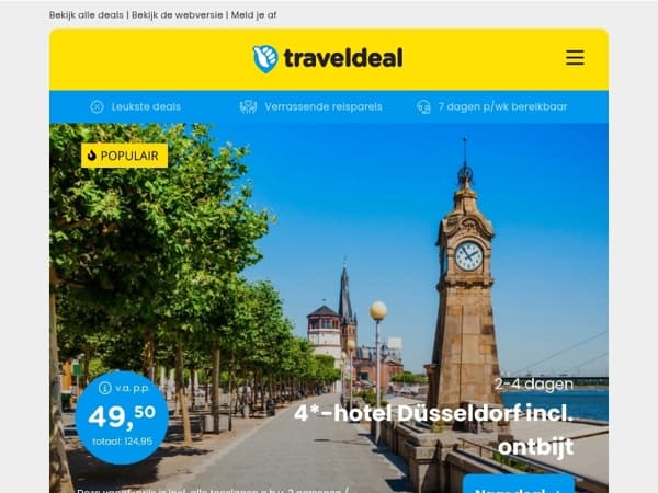 Super Deal! ⚡️ Hilton Düsseldorf + ontbijt v.a. 49,50 | Trendy 4*-hotel Parijs + ontbijt 44,50 p.p.!