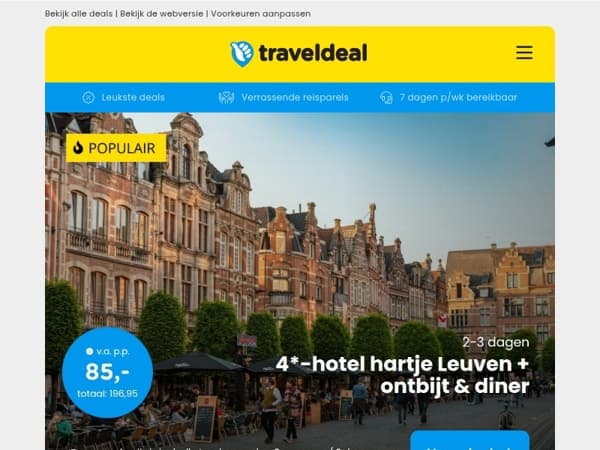 4*-hotel in hartje Leuven incl. diner v.a. 85 | Stad & Strand Deal Den Haag v.a. 63 p.p.!
