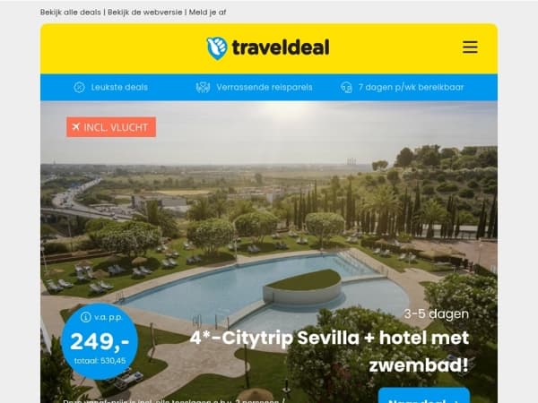 4*-Citytrip Sevilla + hotel met zwembad v.a. 259 | 3-8 dgn Beieren o.b.v. all-inclusive v.a. 129 p.p.! 😍