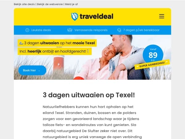 Super aanbieding! ⭐ 3-daags arrangement Texel + ontbijt & diner 89 p.p.!