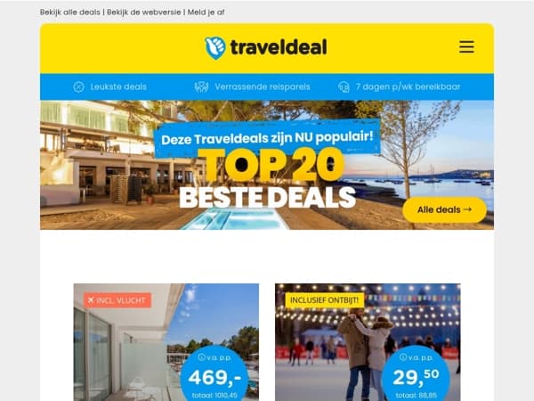 🔥 NU POPULAIR: Dit zijn de 20 beste deals van deze week! 🤩 Ibiza v.a. 469 | Kerstshoppen Zuid-Limburg v.a. 29,50 & MEER!