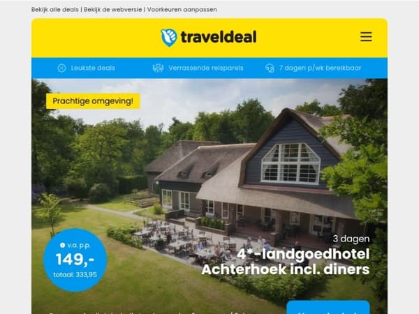 3 dagen 4*-landgoed in de Achterhoek + 2x diner, ontbijt & meer v.a. 149 | Prachtig resort aan de Costa del Sol + huurauto v.a. 359 p.p.!