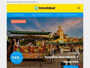 🔥 Alles-in-1-Mega-Deal: Surprise Marrakech + 2 excursies v.a. 409 | 3 dgn bij Giethoorn + ontbijt v.a. 90 p.p.!