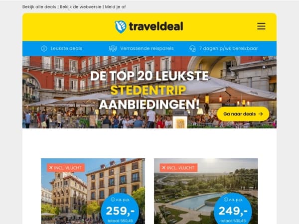 Ja, je leest het goed: stedentrips vanaf SLECHTS €159 p.p.! 🤯