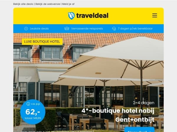 4*-Boutique hotel nabij Gent + ontbijt v.a. 62 | Stedentrip Wenen + 4*-Hilton hotel v.a. 269 p.p.!