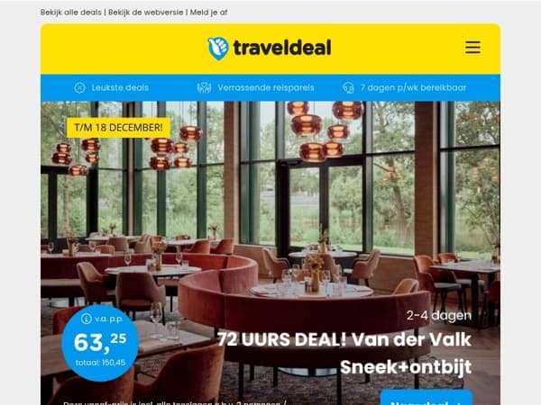 Laatste kans! 📢🚨 Van der Valk Sneek + LUXE ontbijt & wellness 63,25 | 4*-Fletcher Sauerland + ontbijt 42,50 & meer!