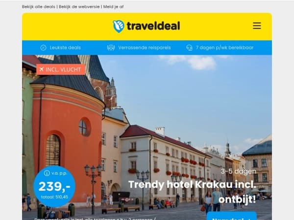 😍 Trendy hotel in Krakau + ontbijt v.a. 239 | 3/5 dgn Ootmarsum + 4-gangendiner 145 p.p.!