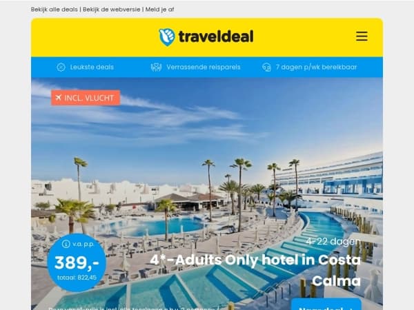 4*-Adults Only vakantie Costa Calma v.a. 389 | Hotel Sanadome Nijmegen + onbeperkt entree 90 p.p.!