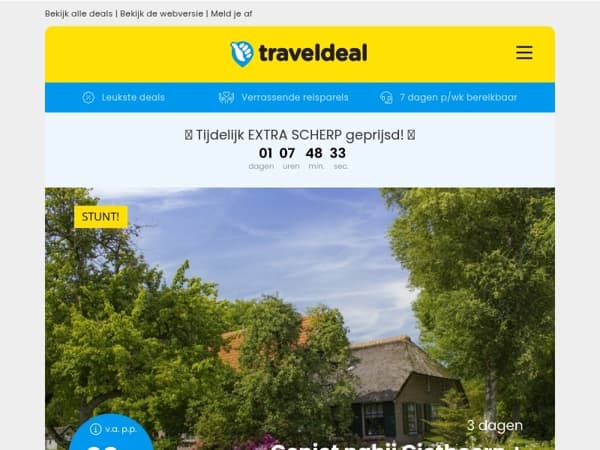 🤯 Laatste kans! 3 dagen nabij Giethoorn incl. ontbijt & diner v.a. €99! 😱