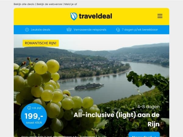 🍇 4-8 dgn all-inclusive aan de Rijn v.a. 199 | 4*-hotel Emmen + Wildlands v.a. 67,50 p.p.!