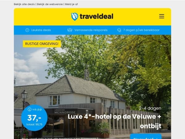 EXCLUSIEVE DEAL! 🔐 Landgoedhotel op de Veluwe + ontbijt & Rituals v.a. 37 p.p.! 😱