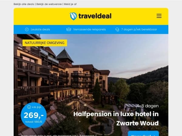 Halfpension LUXE hotel Zwarte Woud v.a. 269 | 🔥 SUPERSALE: Thermaalbad Arcen + ontbijt v.a. 64,50 p.p.!