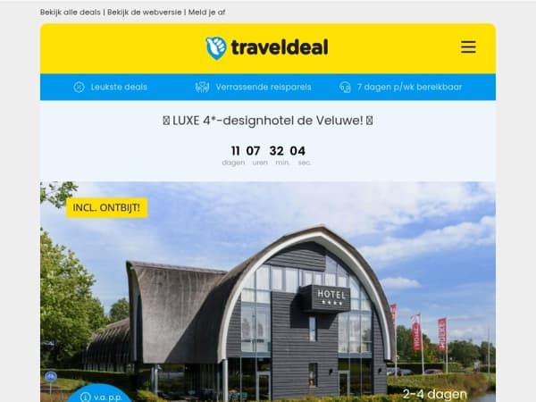 ⭐ EXCLUSIEF! ⭐ Verblijf in een LUXE designhotel op de Veluwe + ontbijt v.a. 57,50 p.p.!
