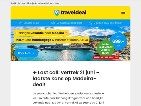 🚨 Net binnen: LAATSTE stoelen voor 8 dagen Madeira! 👉 Vertrek op 21 juni! + bagage & MEER 699 p.p.!