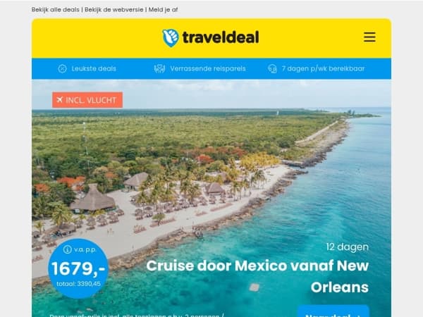 🚢 Citytrip & Cruise New Orleans & Mexico v.a. 1679 | 4*-hotel Leiden + ontbijt & diner SLECHTS 75 p.p.!
