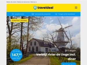 ACTIE! 😱 3 dgn top hotel aan de Linge + ontbijt & 2x diner v.a. 147,50 | Top hotel in HARTJE Groningen + fles Cava v.a. 49,50 p.p.!