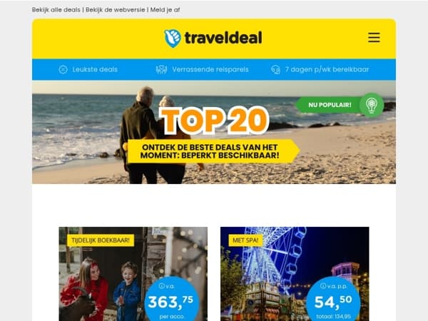 Top 20 deals! 📢 Vakantiepark Dierenbos | Kerstshoppen Düsseldorf | Uitwaaien Zeeland | Wilddiners & meer!