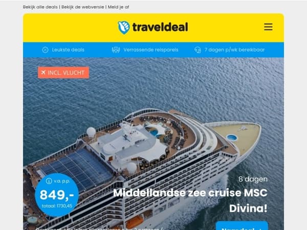 🚨CRAZY CRUISE DEALS! 🤯 Middellandse Zee v.a. 849 | Parels van Noord Europa v.a. 589 p.p. & MEER!
